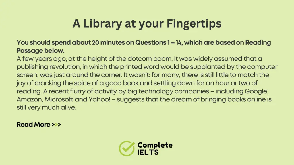 A Library at your Fingertips: IELTS Academic Reading Sample Question